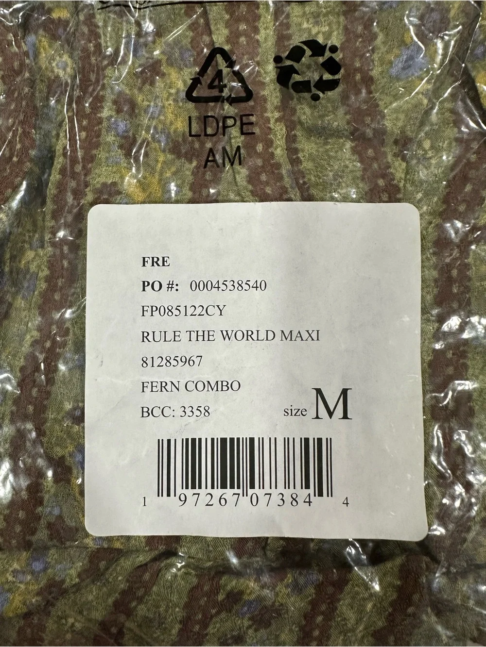 NWT Free People Rule the World Maxi Jumpsuit in Fern Combo